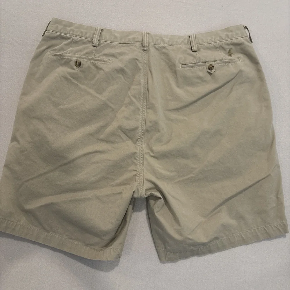 Polo Ralph Lauren 42L KHAKI STRETCH Classic Shorts Mens Flat Front EUC Fast Ship